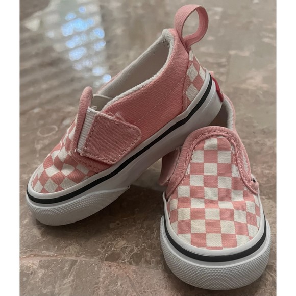 Vans Other - Vans pink checkered toddler slip on with Velcro tab